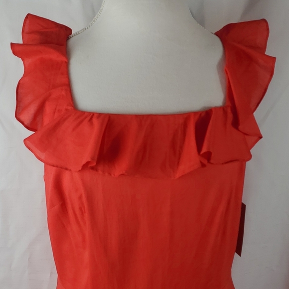 Cremieux  Cassie Red Ruffle Midi Dress Size 10 new with tags - Picture 3 of 10